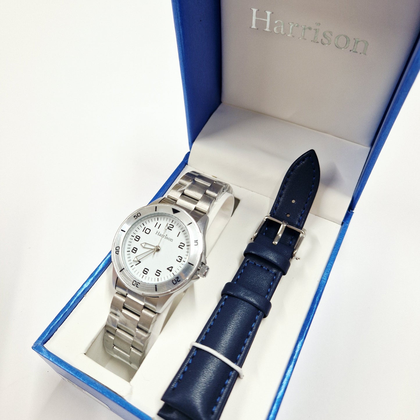 boys metal sports watch - stainless steel navy strap - eva victoria ireland