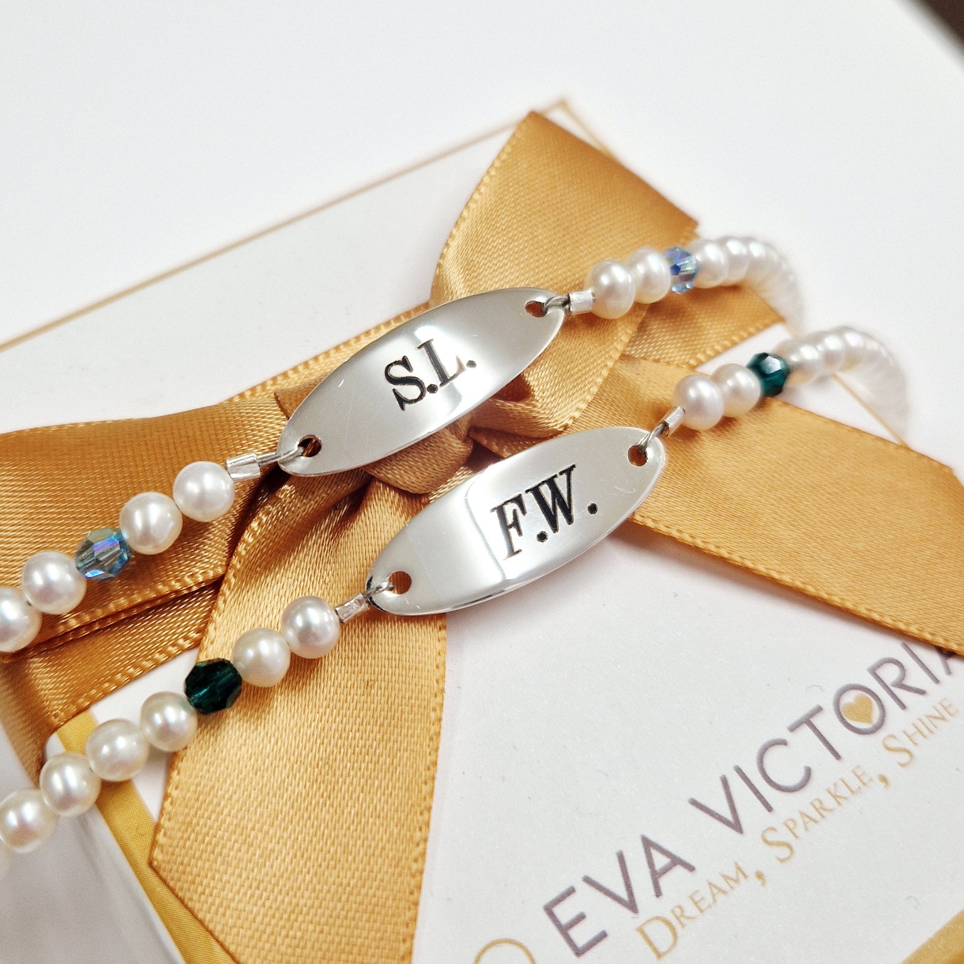initials engraving on birthstone ID bracelets - eva victoria ireland