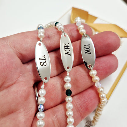 March Fresh Water Pearl Personalised Sterling Silver Bracelet