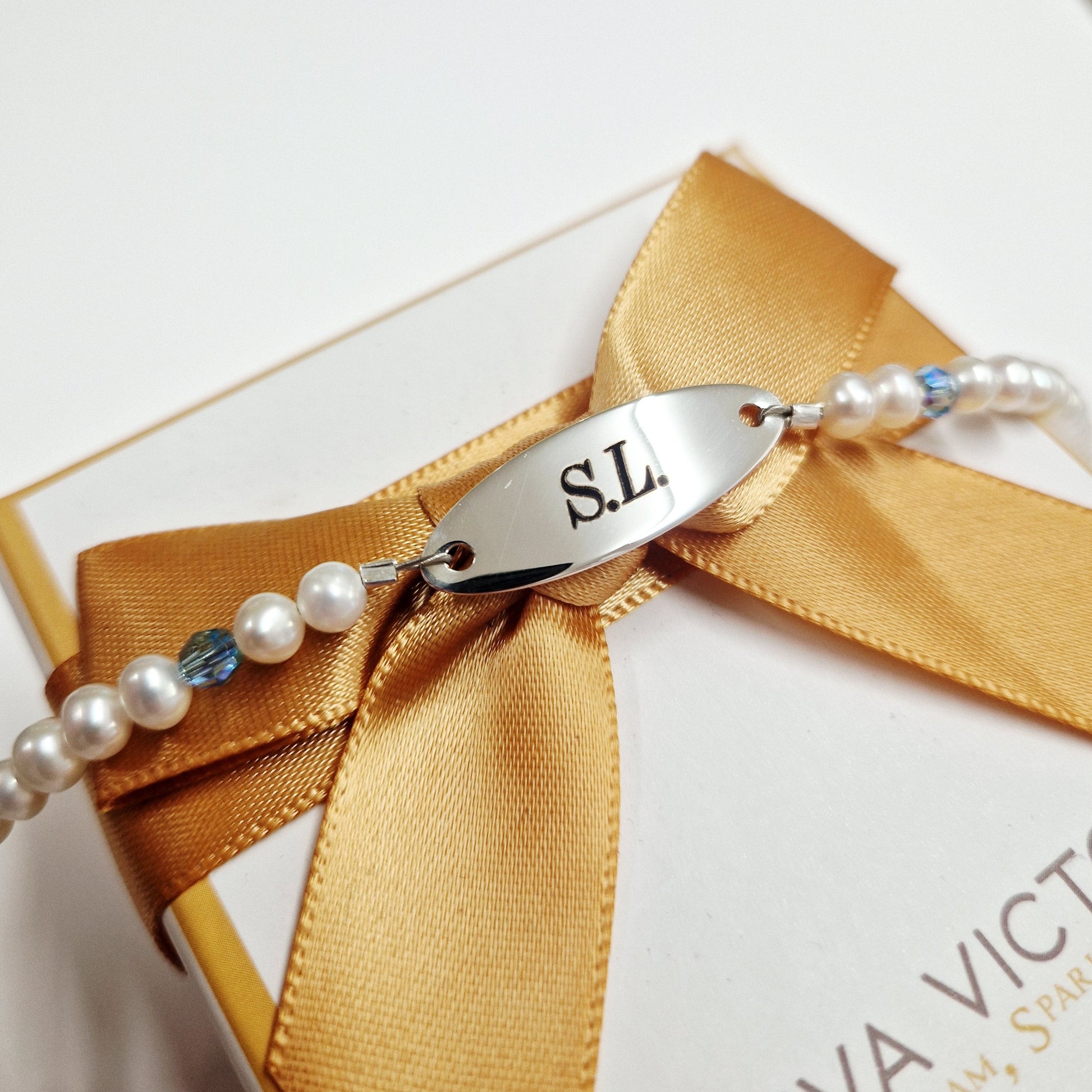 march birthstone bracelet for girls with engraving - eva victoria ireland