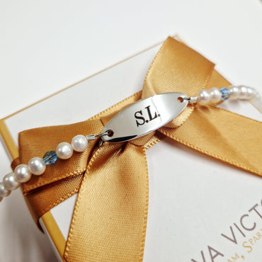 march birthstone bracelet for girls with engraving - eva victoria ireland
