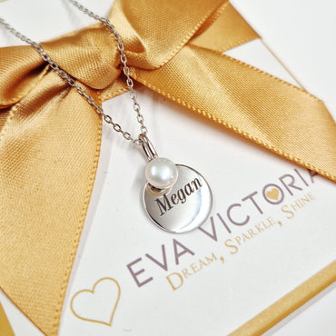 personalised June Birthstone disc pendant with name engraving - eva victoria ireland