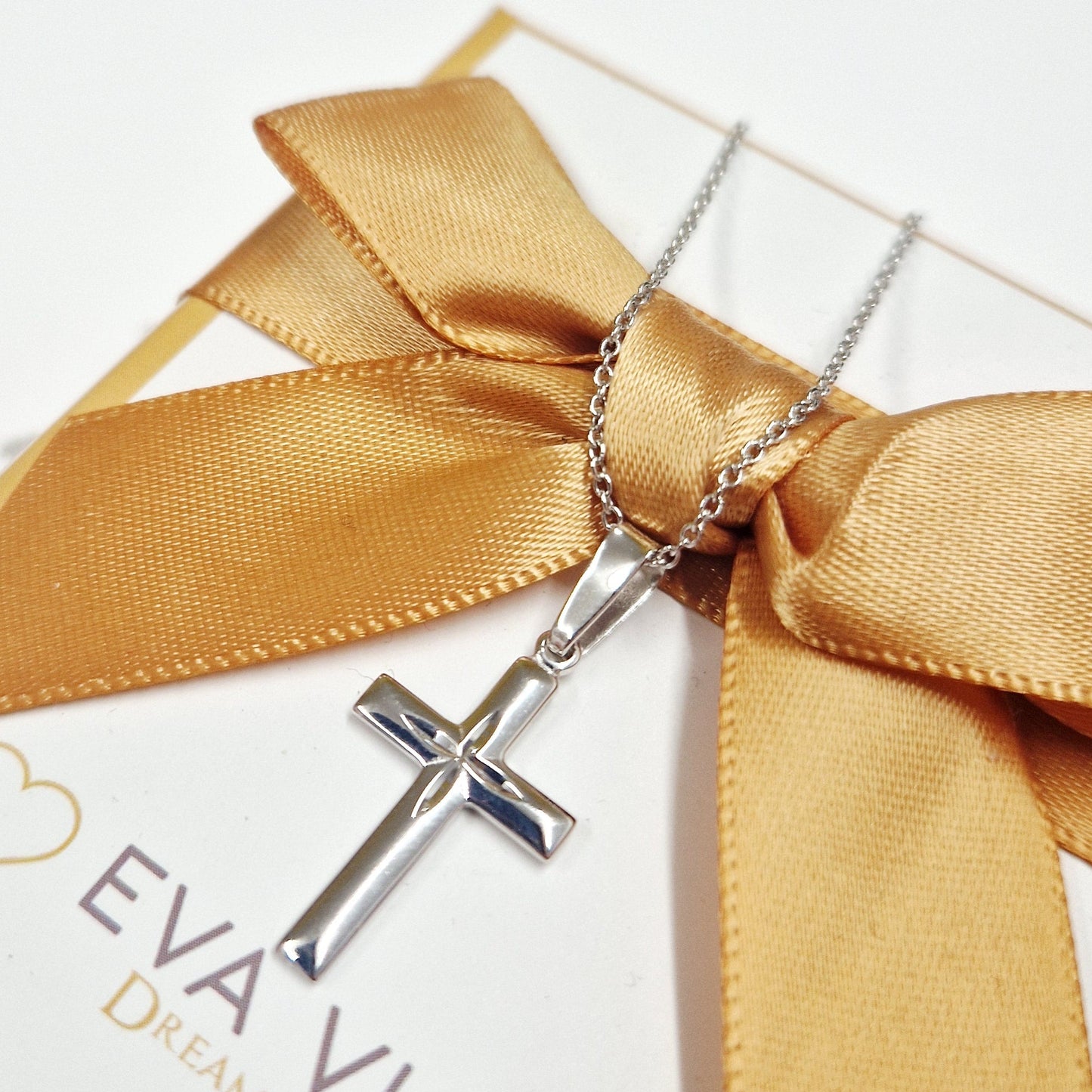 Sterling Silver Plain Cross for boys communion and confirmation gift - eva victoria ireland