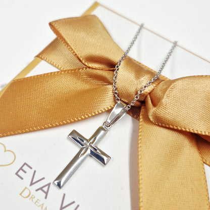 Sterling Silver Plain Cross for boys communion and confirmation gift - eva victoria ireland