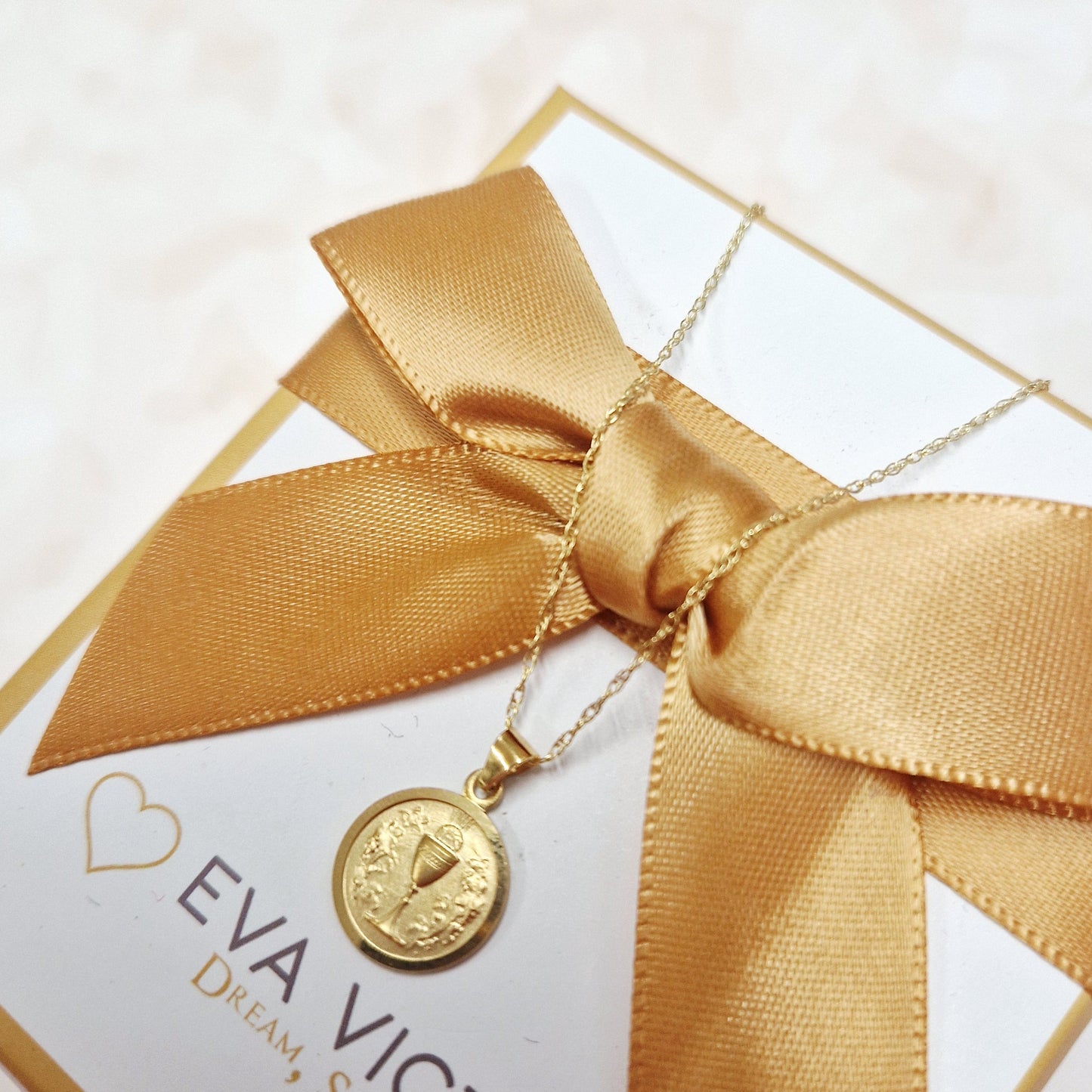 9ct gold communion medal with chalice - eva victoria ireland