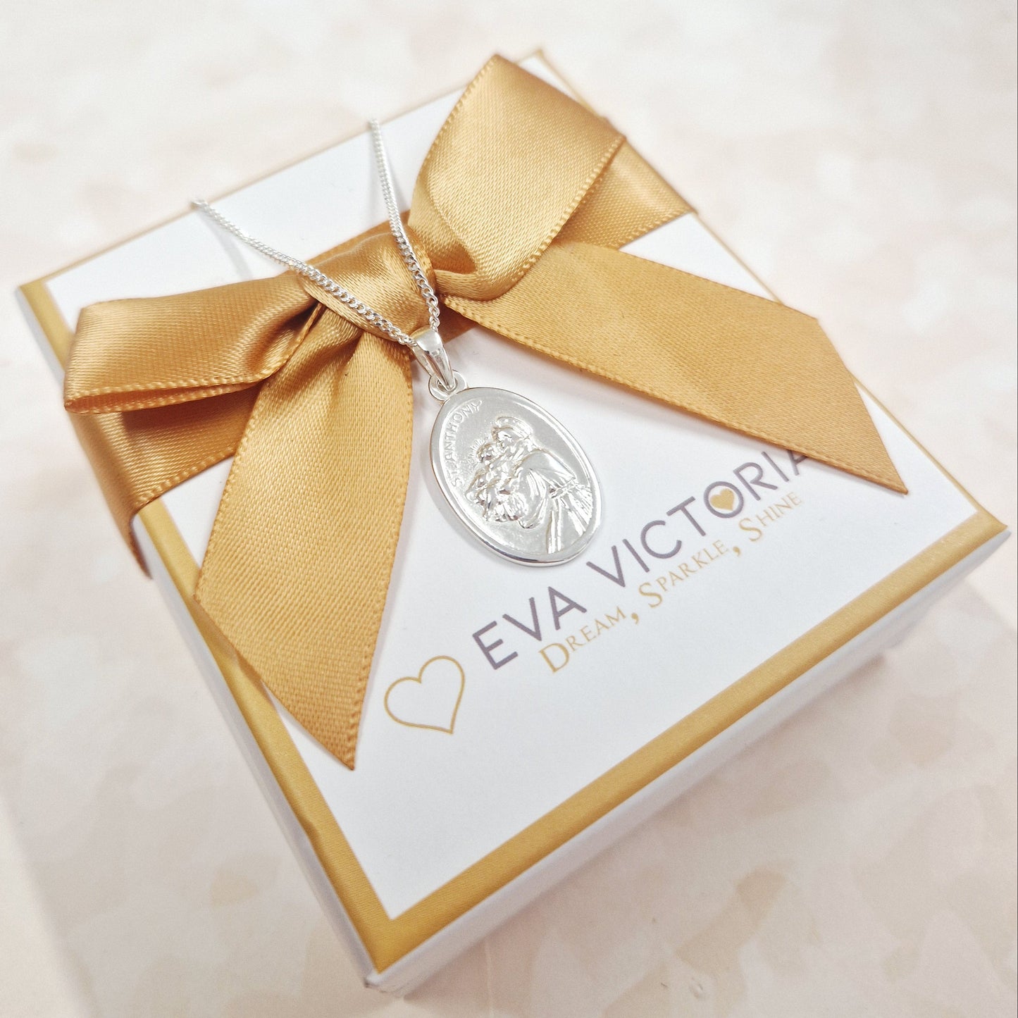 st anthony silver medal on chain - eva victoria ireland