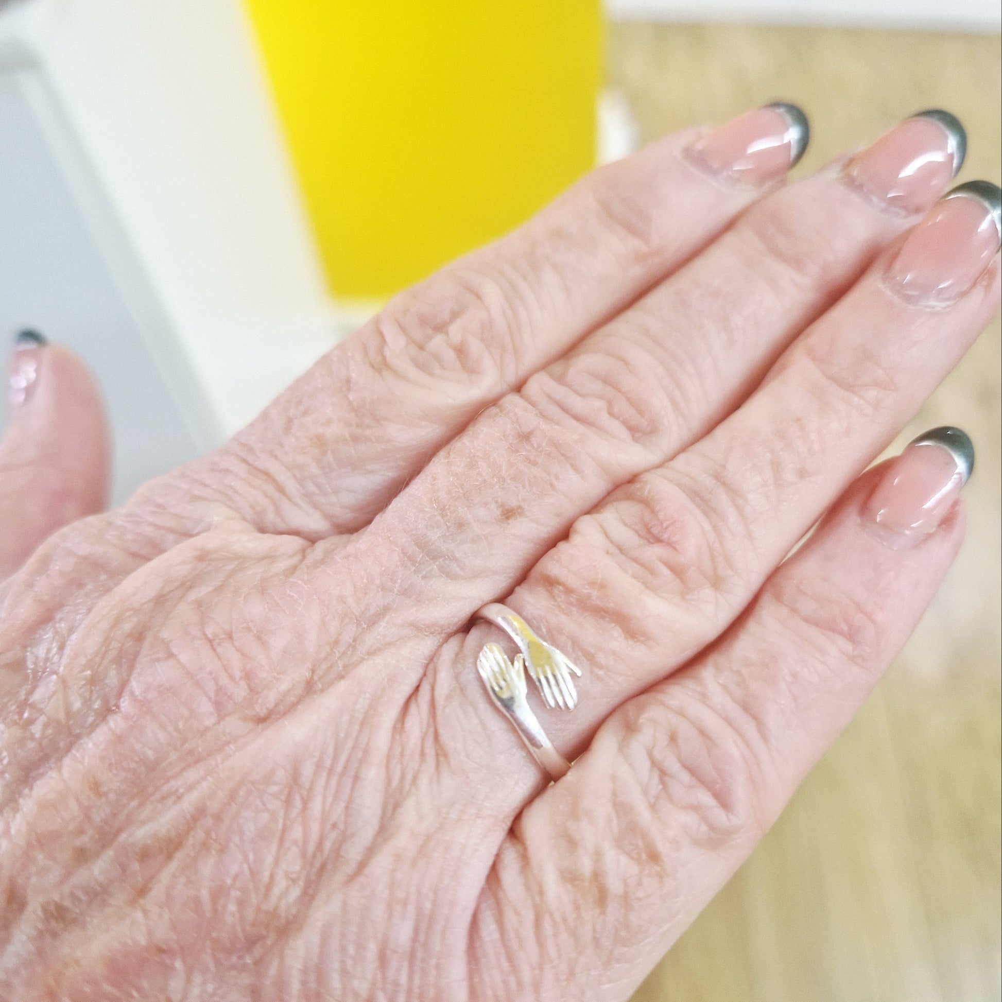 silver open arms ring on model - eva victoria ireland
