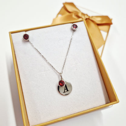 personalized january birthstone necklace and earrings set by eva victoria ireland