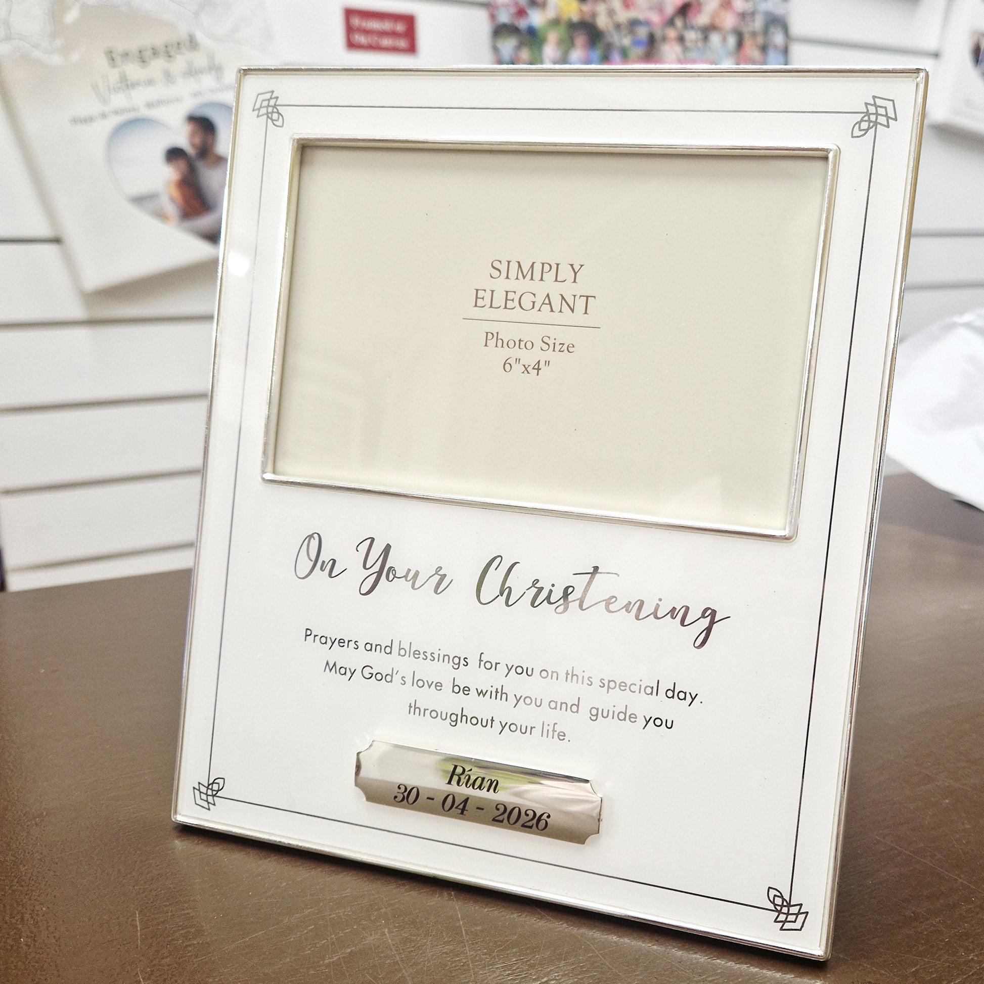 Personalised Silver Plated Christening Photo Frame 4x 6 - eva victoria ireland