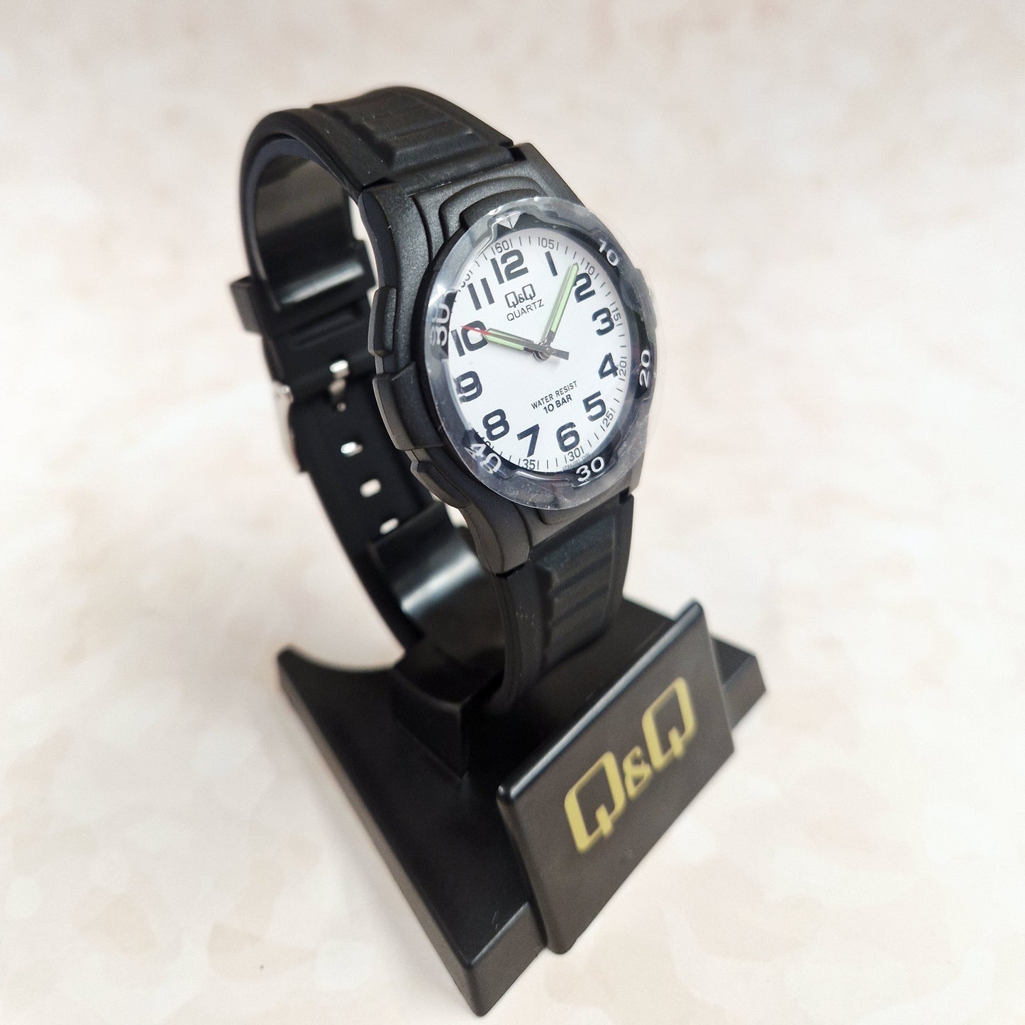 Q&Q Black Sports Watch - Model AY14444F Luminous Hands