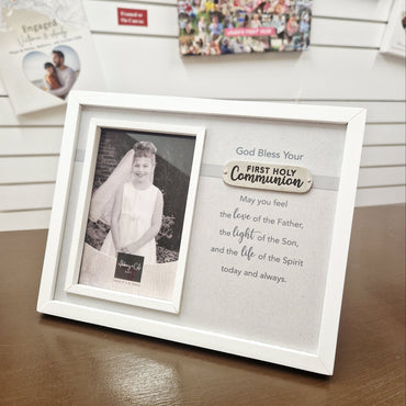 white communion photo frame with engraving - eva victoria ireland