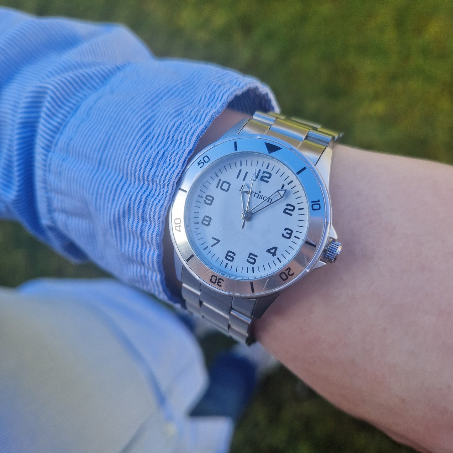 Classic Stainless Steel Boys Watch & Interchangeable Navy Strap