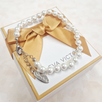 simple white pearl bracelet - eva victoria ireland