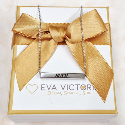 sterling silver bar necklace with name - eva victoria ireland