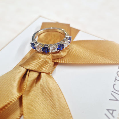 Sterling Silver Sapphire & CZ Eternity Ring