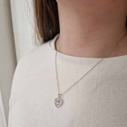 Sterling Silver Claddagh Heart Necklace