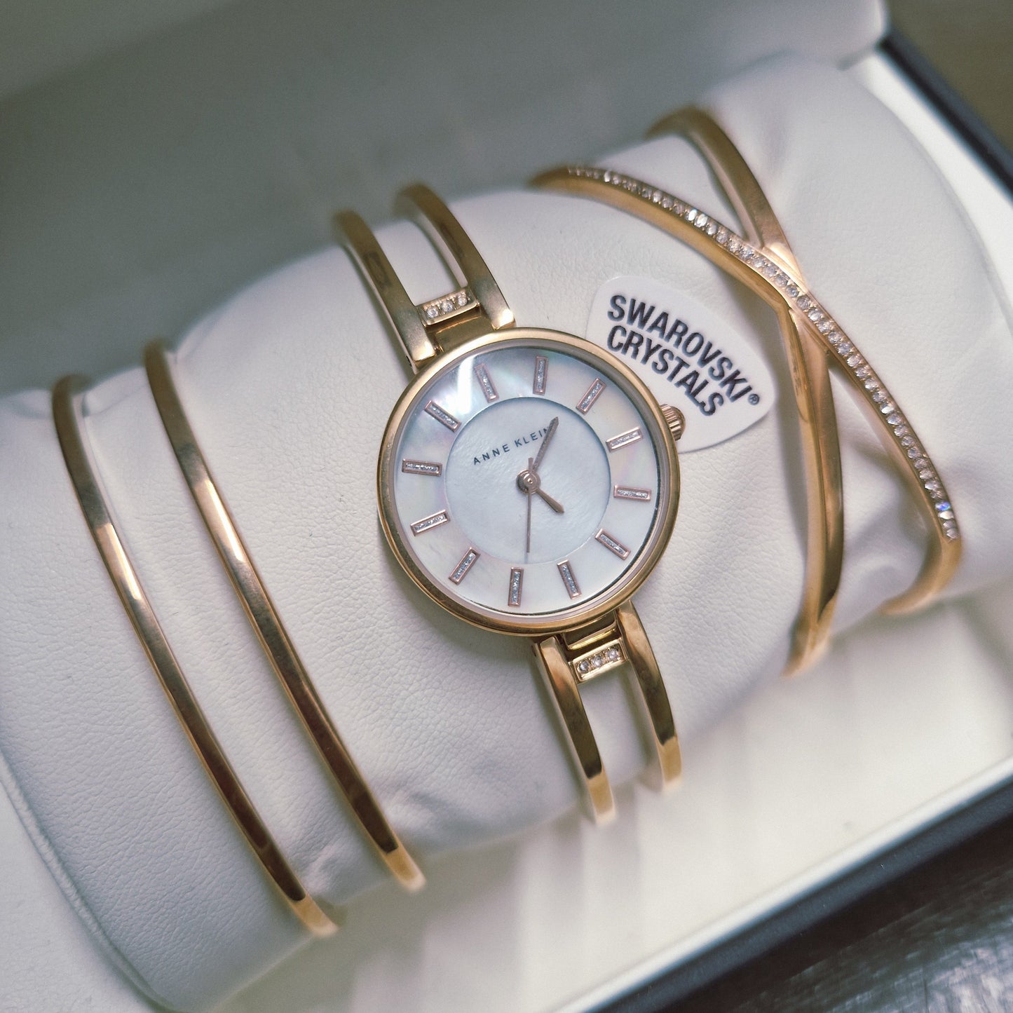 Anne Klein Gold Watch & 2 Bangles Gift Set