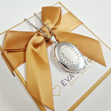 large silver floral locket for 2 photos - eva victoria ireland
