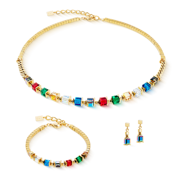 Coeur De Lion Sparkling Cubes Fusion Chain Bracelet in Gold