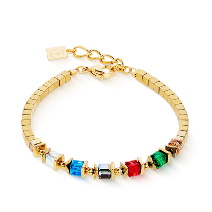 Coeur De Lion Sparkling Cubes Fusion Chain Bracelet in Gold