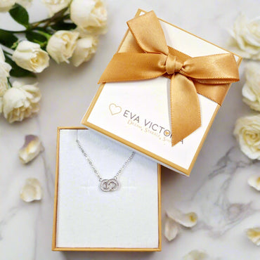 Infinity Two Circles Sterling Silver Diamante Pendant