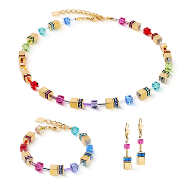 Coeur De Lion GeoCUBE® Iconic Metallic Rainbow Gold Necklace