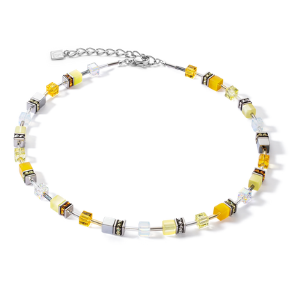Coeur De Lion GeoCube Joyful Yellow Colours Silver Necklace Ireland