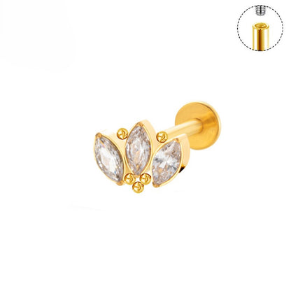 Titanium Triple Marquise Labret with Cubic Zirconia