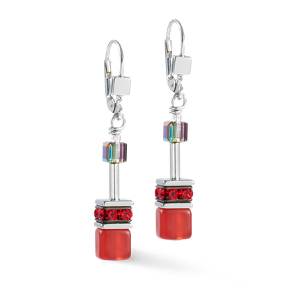Coeur De Lion GeoCUBE Red Silver Drop Earrings in Ireland