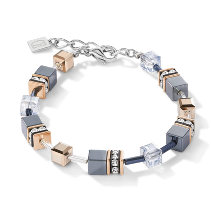 Coeur De Lion GeoCube Black Rose Gold & Silver Bracelet