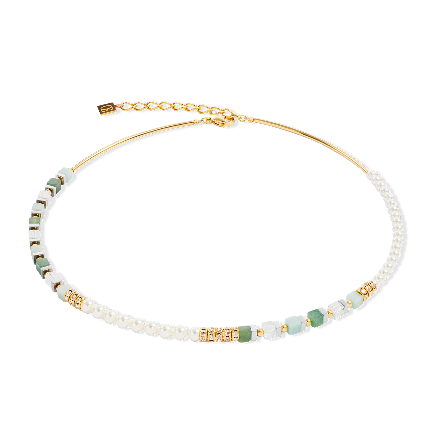 Coeur De Lion Precious Fusion Offset Gold Green Necklace