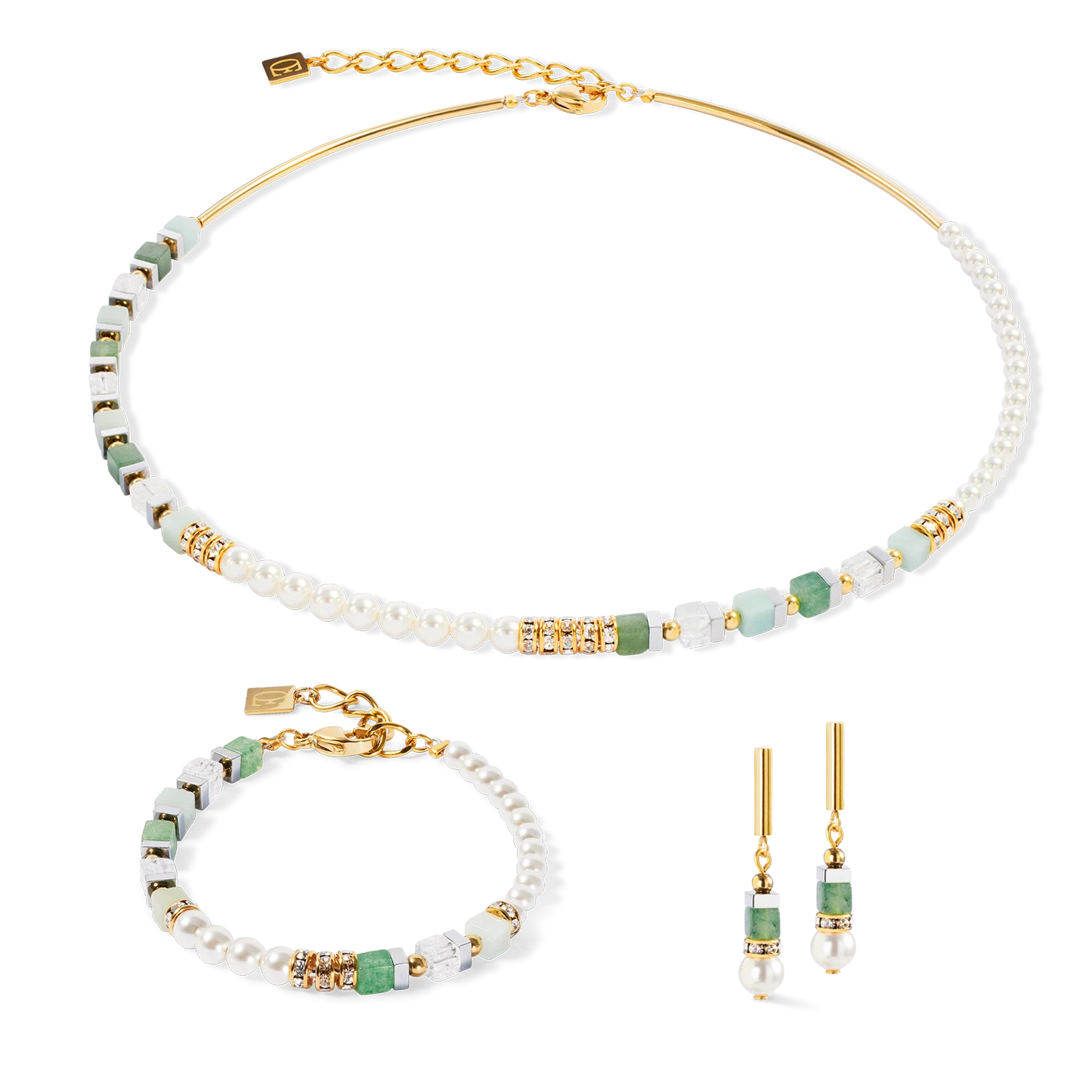 Coeur De Lion Precious Fusion Offset Gold Green Necklace