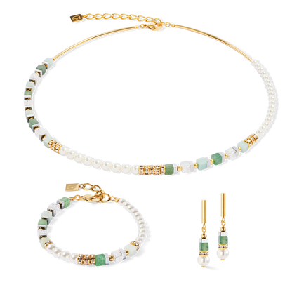 Coeur De Lion Precious Fusion Offset Gold Green Necklace