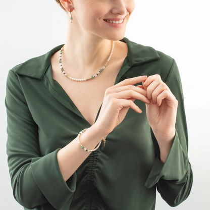 Coeur De Lion Precious Fusion Offset Gold Green Necklace