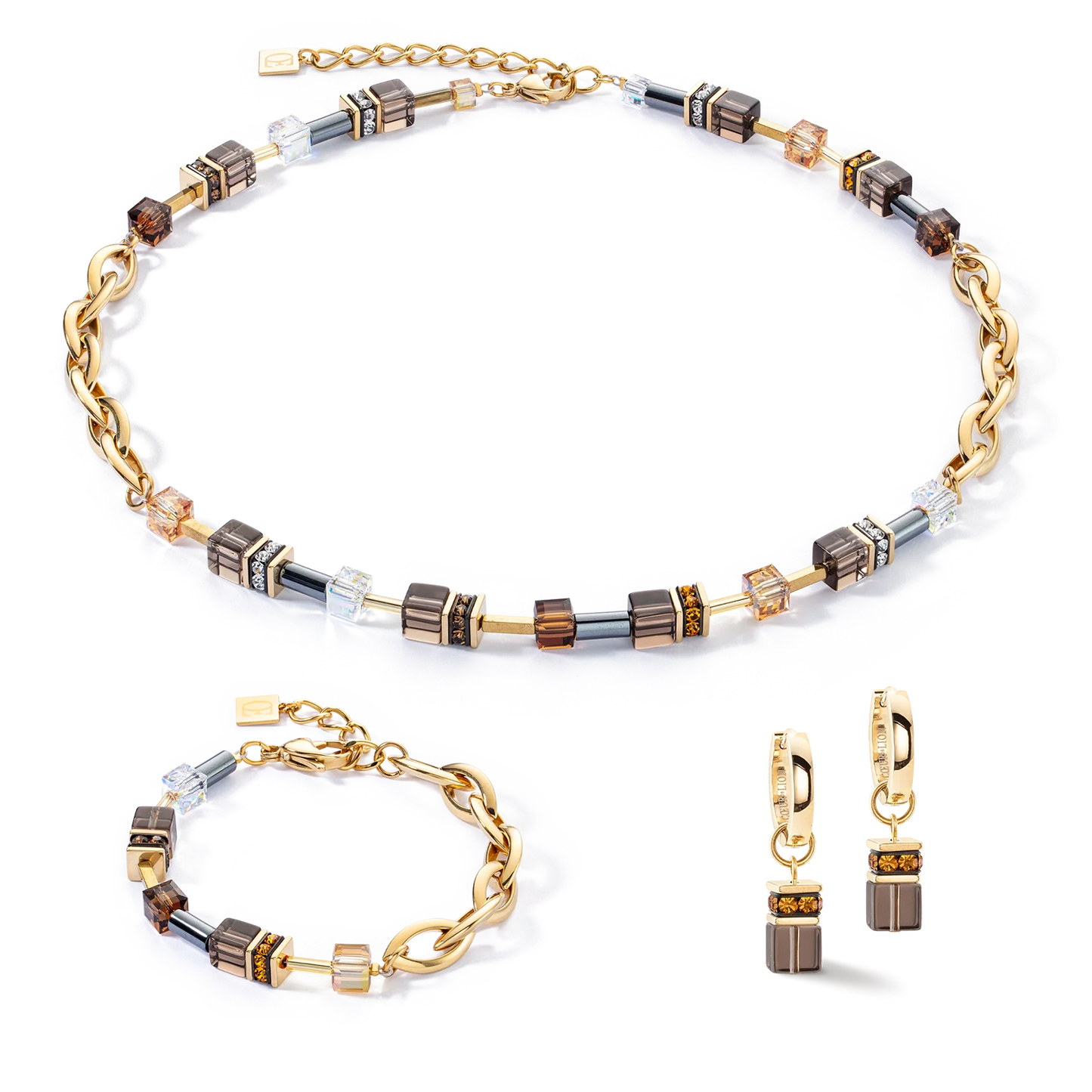 Coeur De Lion GeoCUBE® Chunky Chain Bracelet Gold-Brown