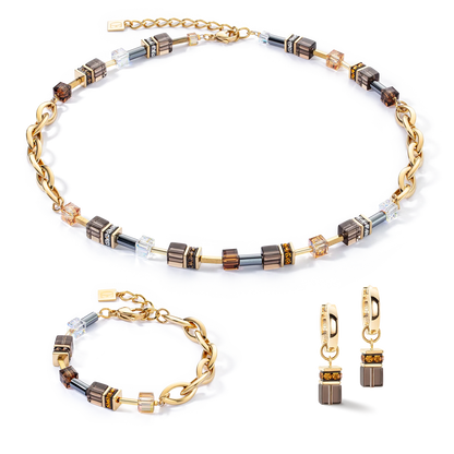 Coeur De Lion GeoCUBE® Chunky Chain Bracelet Gold-Brown