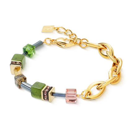 Coeur De Lion GeoCUBE Chunky Chain Bracelet Gold-Green in Ireland