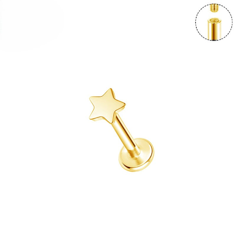 Titanium Star Labret Flat Back Earring