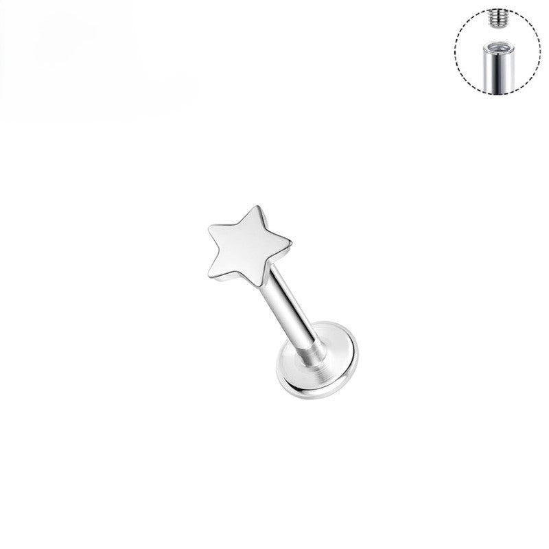 Titanium Star Labret Flat Back Earring