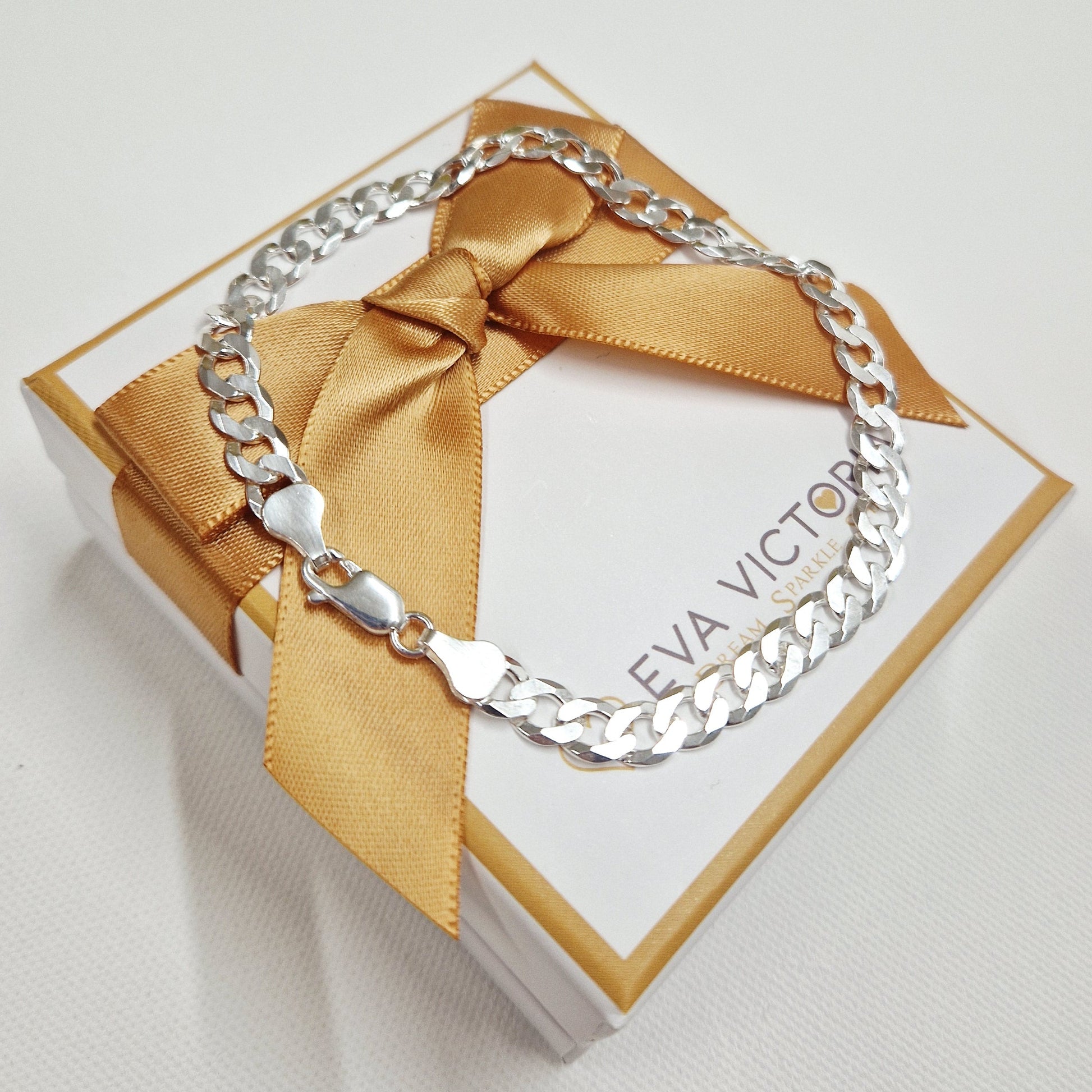 6mm unisex curb bracelet in silver