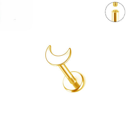 Moon Crescent Titanium Labret Flat Back Earring