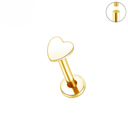 Titanium Heart Labret Flat Back Earring