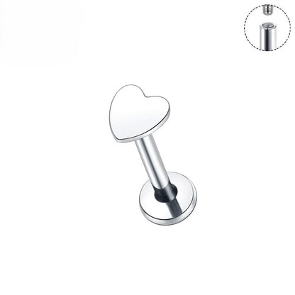 Titanium Heart Labret Flat Back Earring
