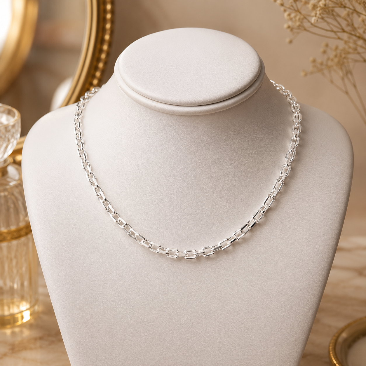 Sterling Silver Diamond Cut Cable Link 18" Chain 6mm