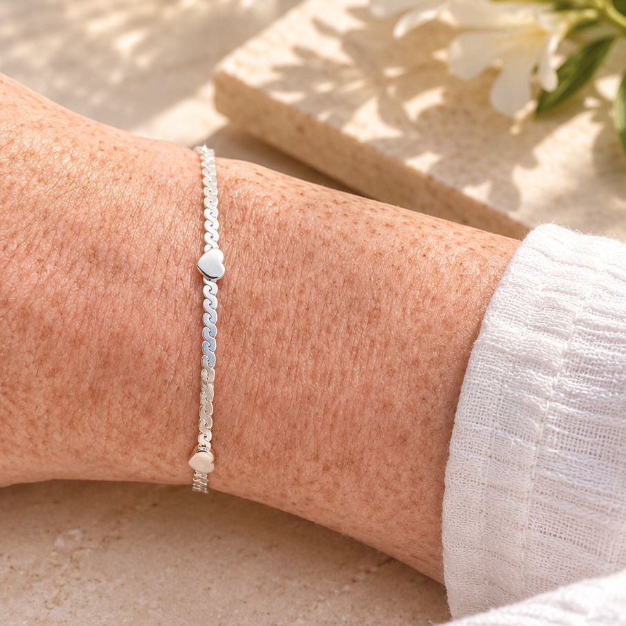 Sterling Silver Love Hearts Bracelet