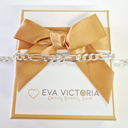 Sterling Silver Unisex 6 mm Figaro Bracelet