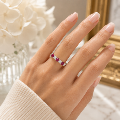 red eternity ring on model