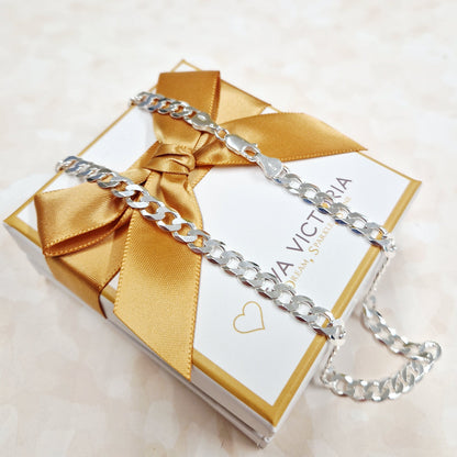 925 sterling silver wide 6mm curb chain for men in ireland