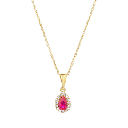 9ct Gold Ruby Classic Teardrop Pendant ireland