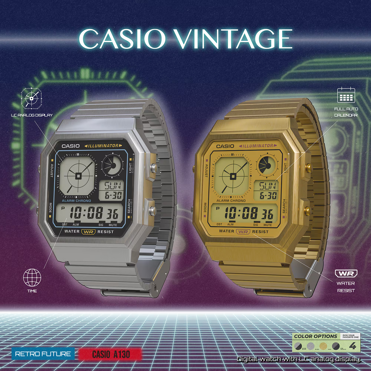 CASIO VINTAGE A130WE-1A Silver Digital Watch
